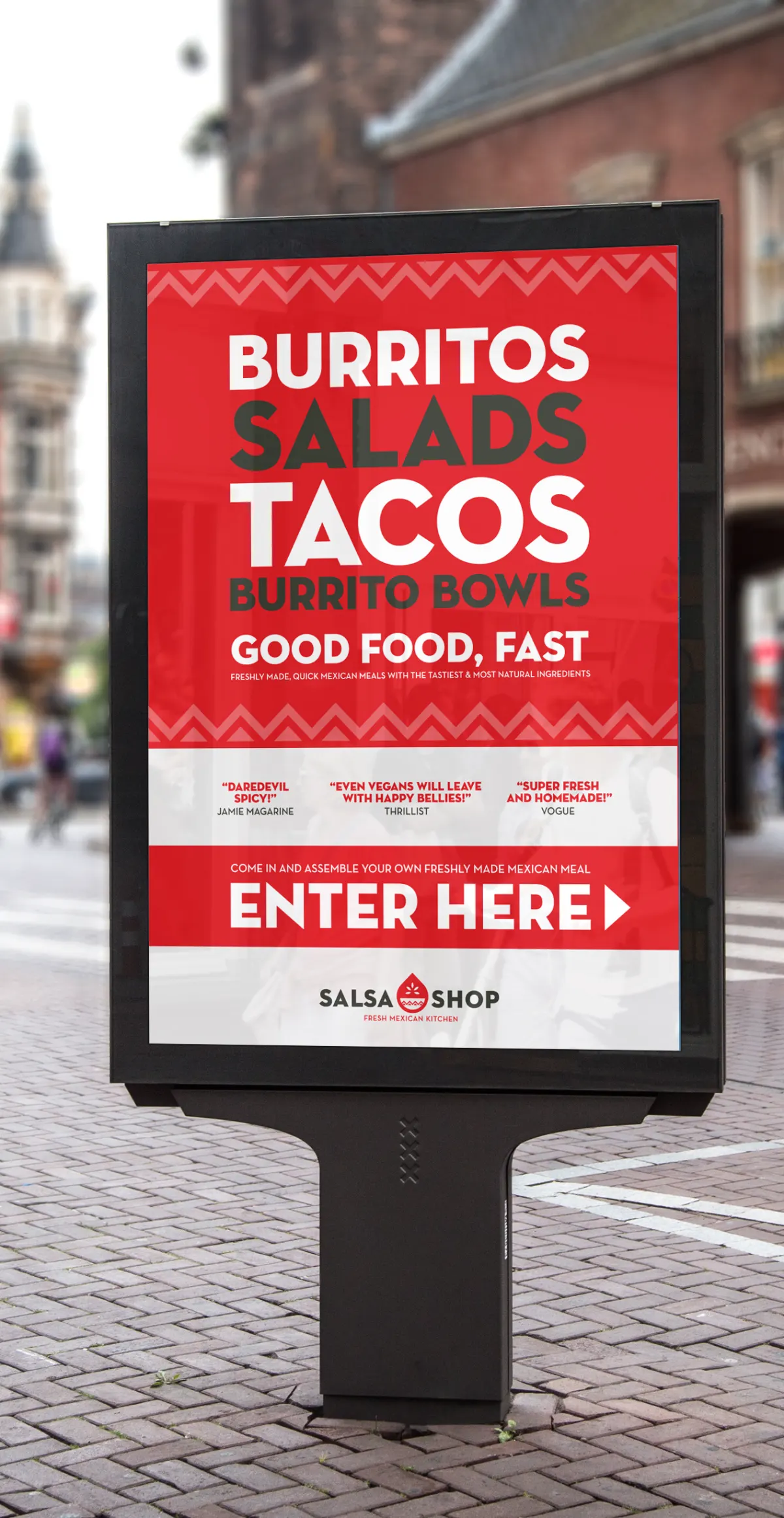 Salsa Shop billboard on an Amsterdam street