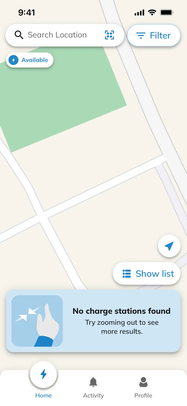 No charge stations found in this area